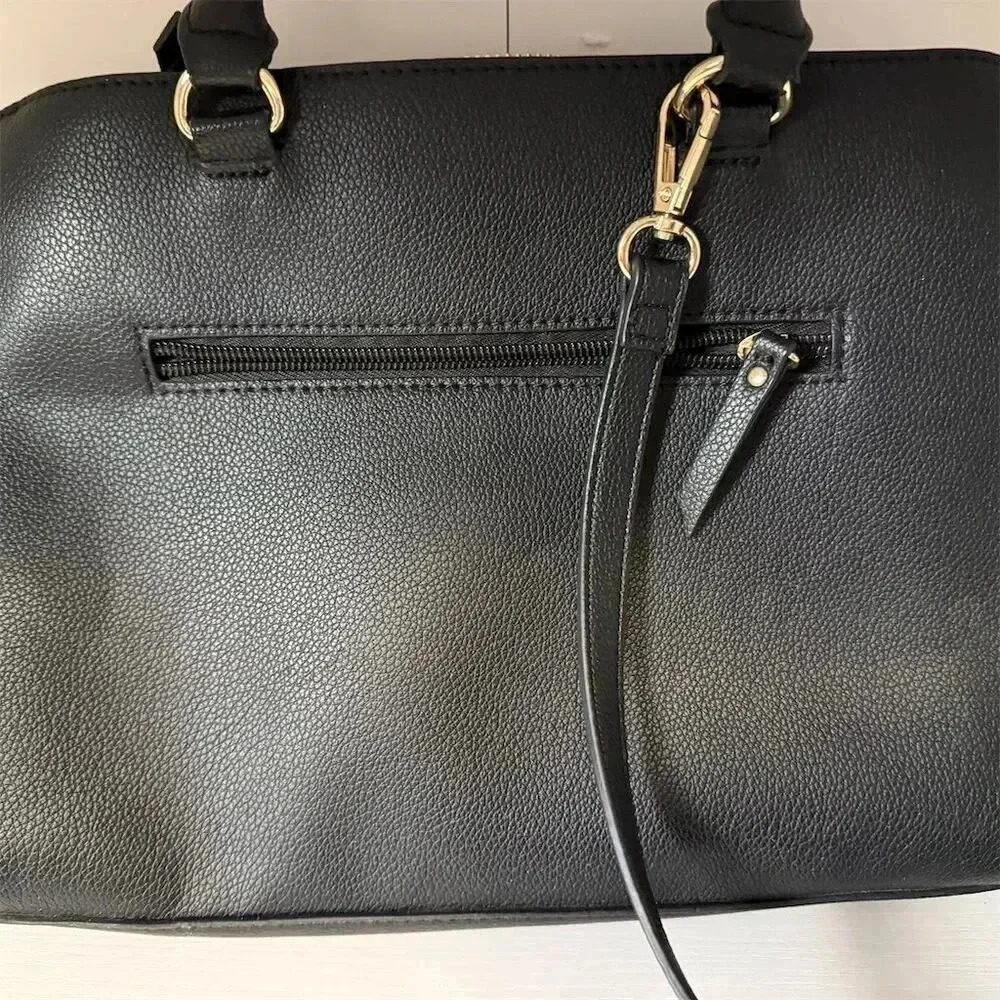 Anne Klein Women's Black Satchel Bag with Gold Horsebit Detail - Picture 4 of 12